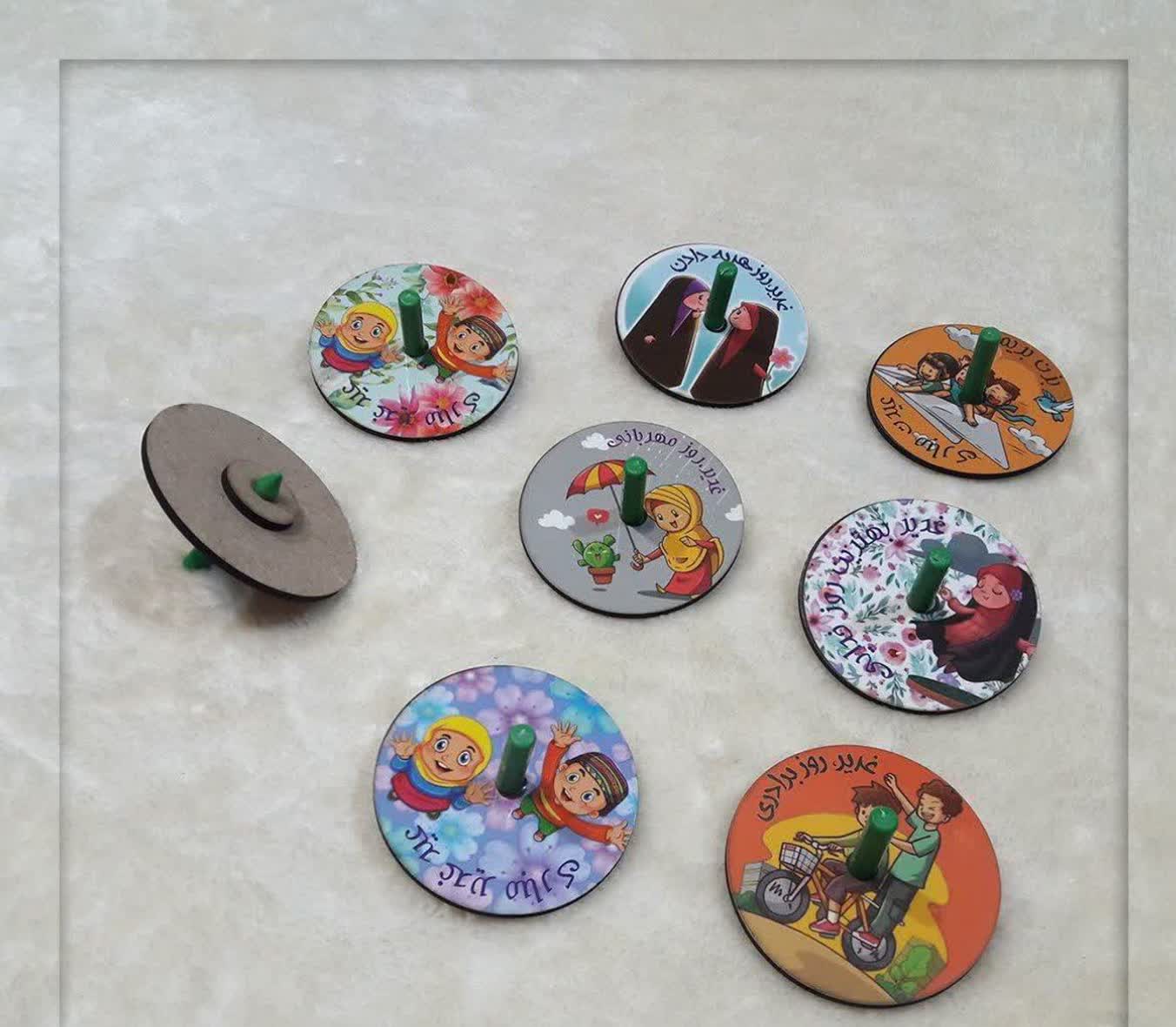 فرفره چوبی – طرح‌های غدیر و ولایت | هدیه‌ای شاد و معنوی برای کودکان